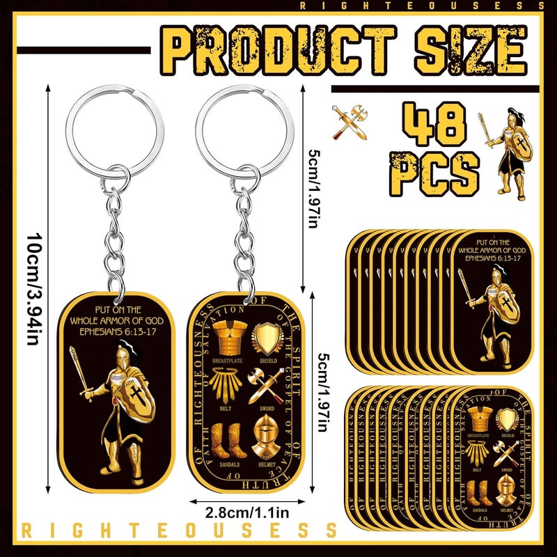Sureio Christian Gifts Bulk Put on The Whole Armor of God Keychains Acrylic Military Dog Tag Keychain for Men Women - Image 3